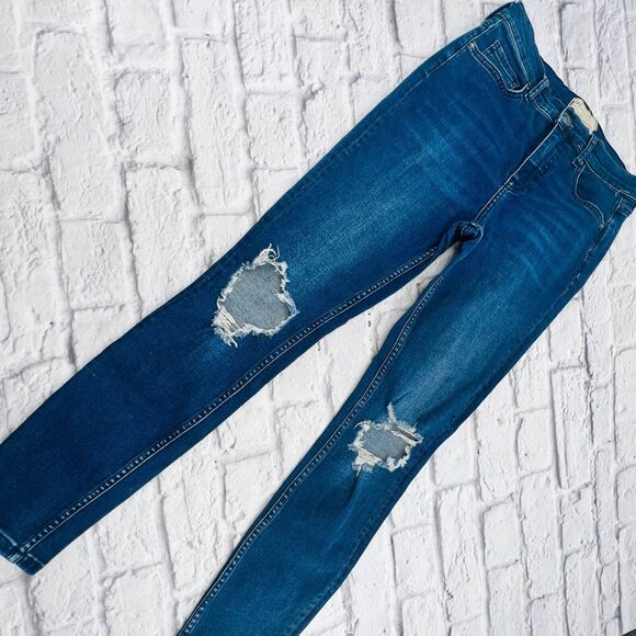 Free People Jeans Women's Size 29 Blue High Rise Stretch Destroyed Skinny - Picture 5 of 10